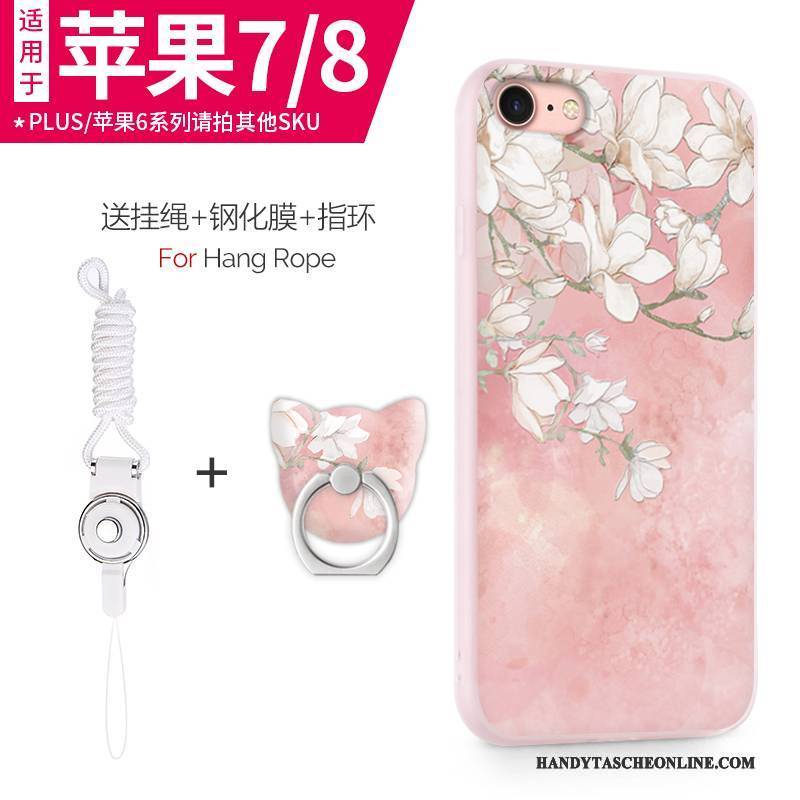 Hülle iPhone 8 Plus Weiche Rosa Reichtum, Case iPhone 8 Plus Silikon Trend Hängende Verzierungen