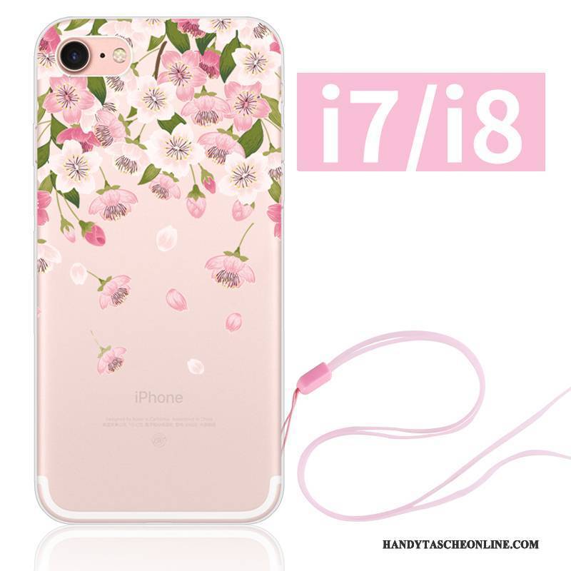 Hülle iPhone 8 Silikon Kaninchen Einfach, Case iPhone 8 Nubuck Rosa