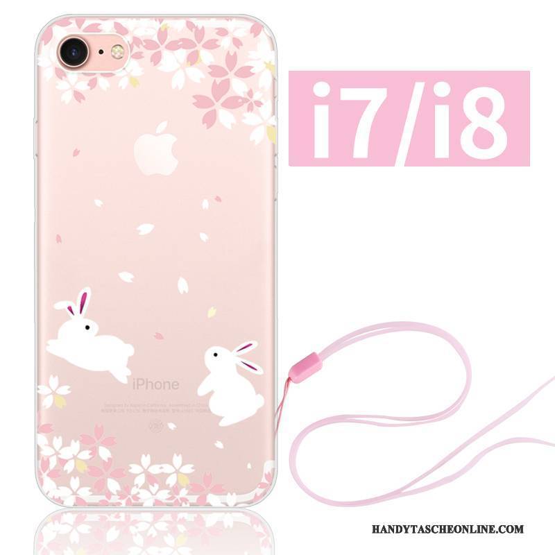 Hülle iPhone 8 Silikon Kaninchen Einfach, Case iPhone 8 Nubuck Rosa