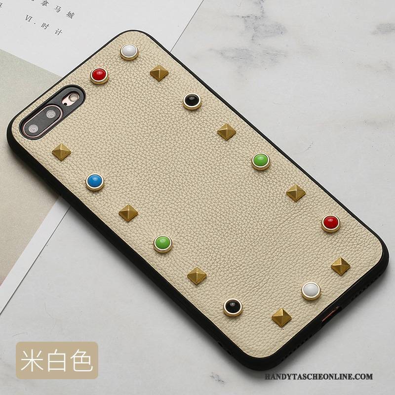 Hülle iPhone 8 Taschen Khaki Trendmarke, Case iPhone 8 Lederhülle Handyhüllen Niet