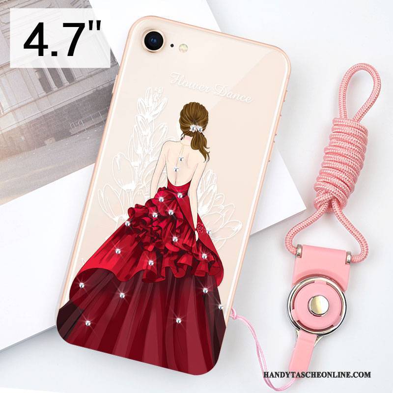 Hülle iPhone 8 Taschen Transparent Handyhüllen, Case iPhone 8 Silikon Rosa Grün