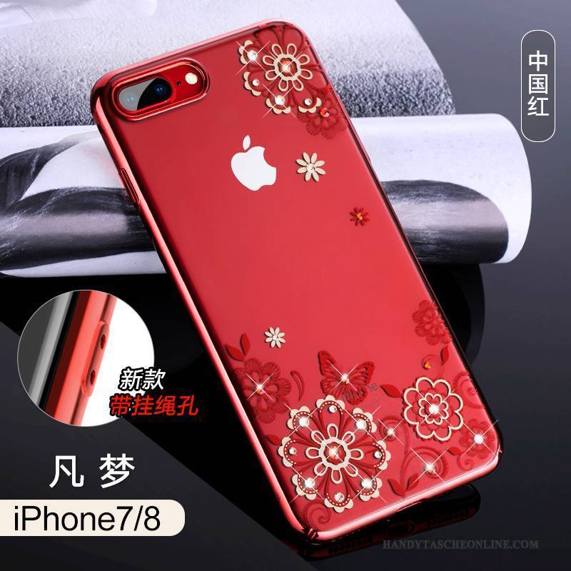 Hülle iPhone 8 Taschen Transparent Rot, Case iPhone 8 Luxus Handyhüllen