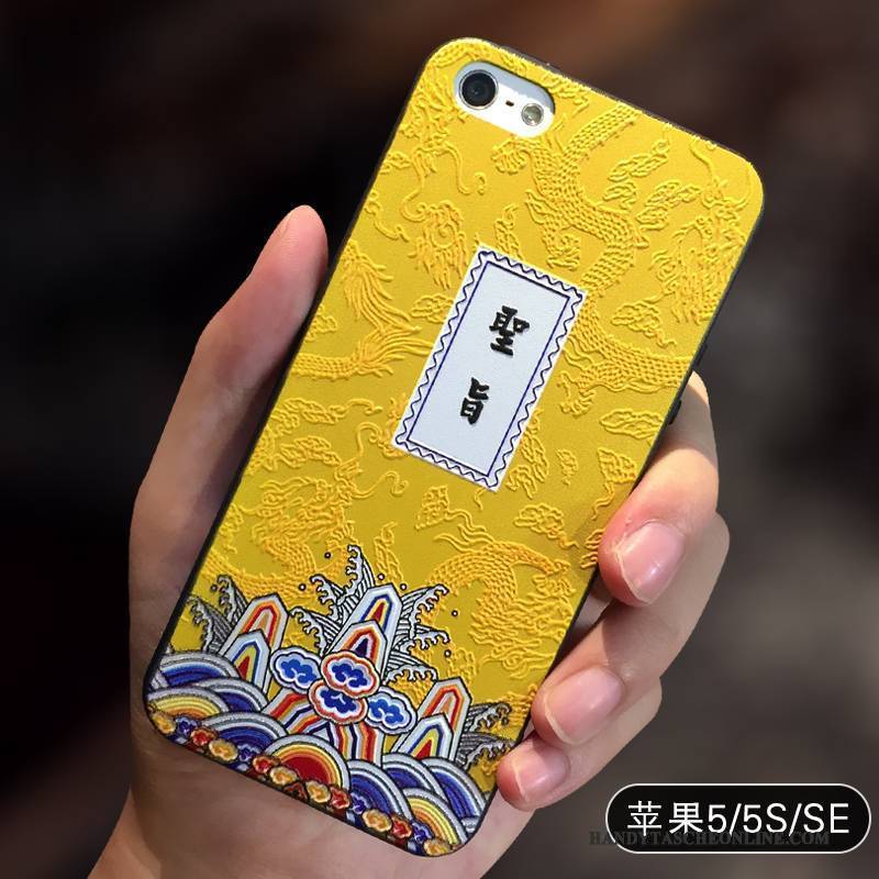 Hülle iPhone Se Kreativ Gelb Einfach, Case iPhone Se Taschen Chinesische Art Anti-sturz