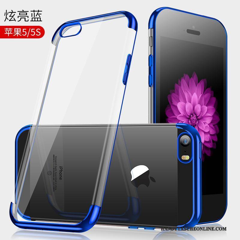 Hülle iPhone Se Weiche Überzug Transparent, Case iPhone Se Taschen Blau Anti-sturz