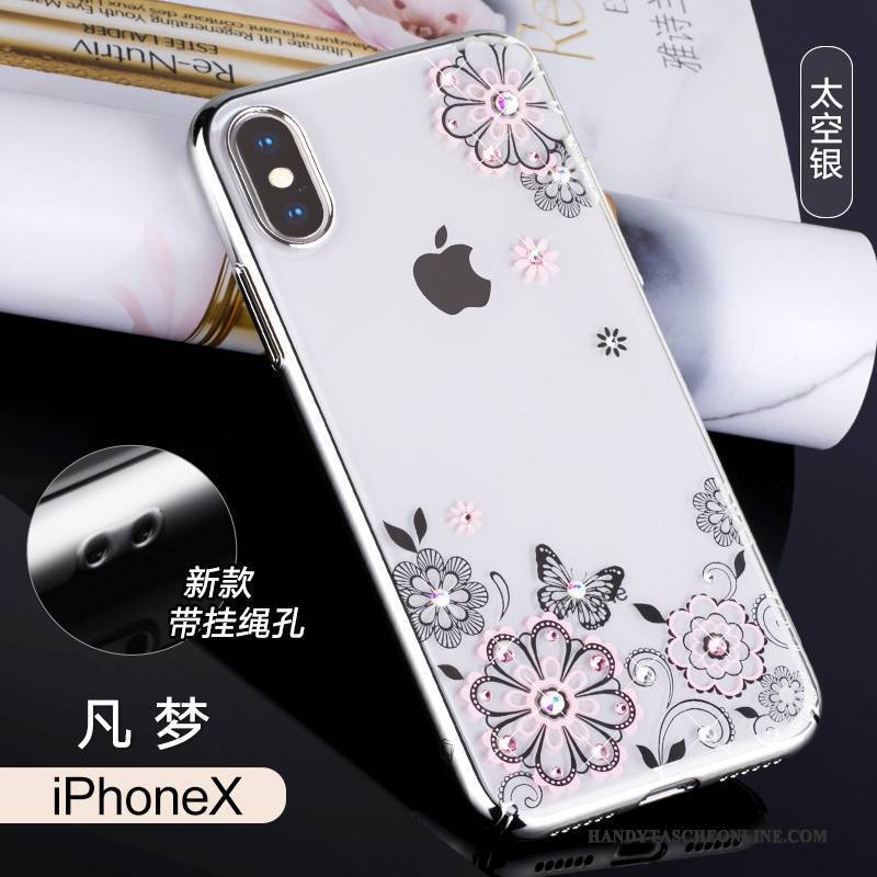 Hülle iPhone X Farbe Neu Transparent, Case iPhone X Strass Handyhüllen Anti-sturz