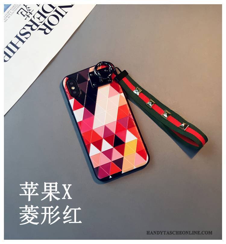 Hülle iPhone X Farbe Trend Diamantform, Case iPhone X Prägung Einfach Liebhaber