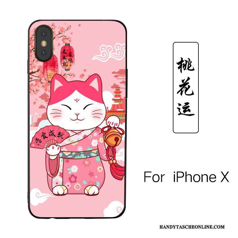 Hülle iPhone X Gemalt Neu Anti-sturz, Case iPhone X Prägung Rosa Katzen