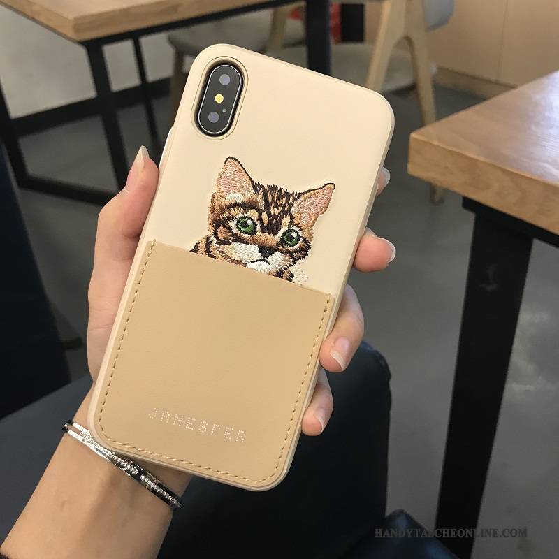 Hülle iPhone X Karikatur Katzen Nette, Case iPhone X Leder Qualität Rosa