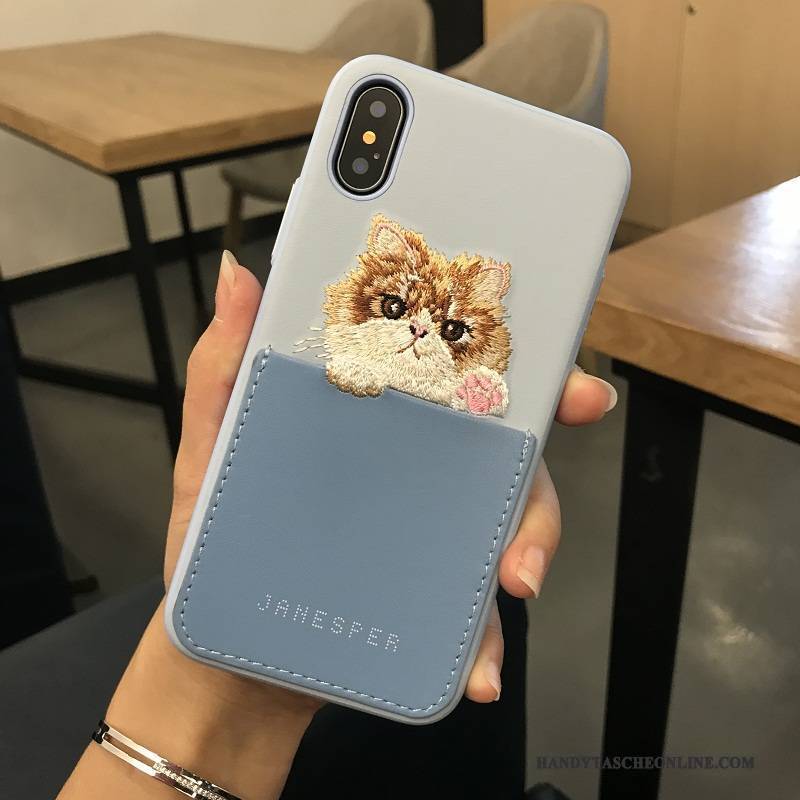 Hülle iPhone X Karikatur Katzen Nette, Case iPhone X Leder Qualität Rosa