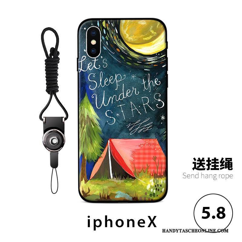 Hülle iPhone X Kreativ Hängende Verzierungen Anti-sturz, Case iPhone X Farbe Trend Handyhüllen