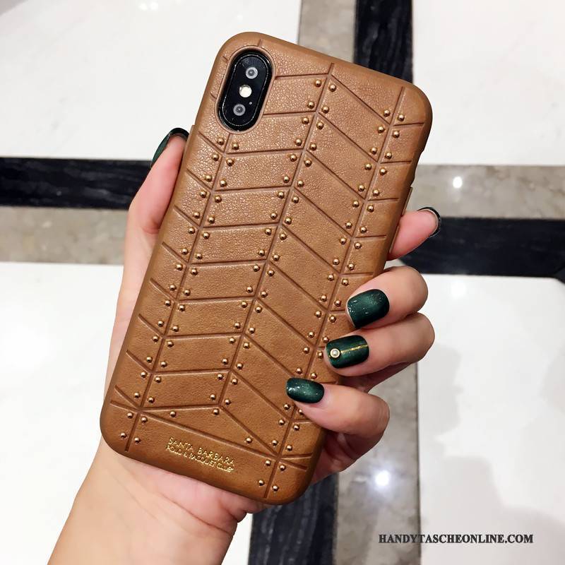 Hülle iPhone X Lederhülle Anti-sturz Schönheit, Case iPhone X Leder Weinrot Neu