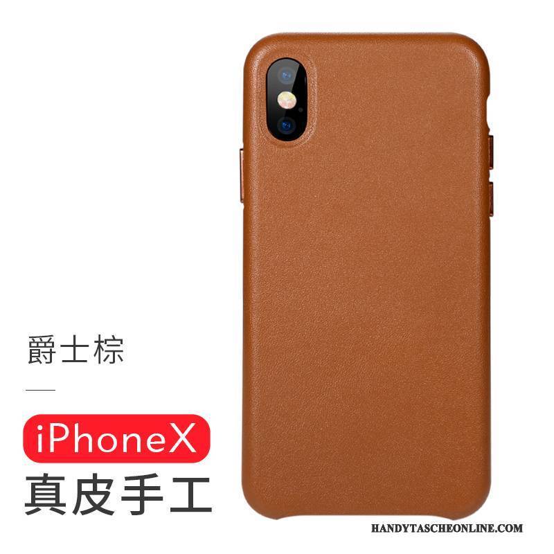 Hülle iPhone X Lederhülle Rot Braun, Case iPhone X Leder Handarbeit Handyhüllen