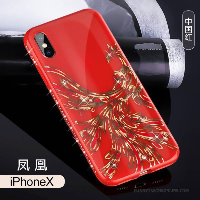 Hülle iPhone X Luxus Trendmarke Rot, Case iPhone X Strass Neu Anti-sturz