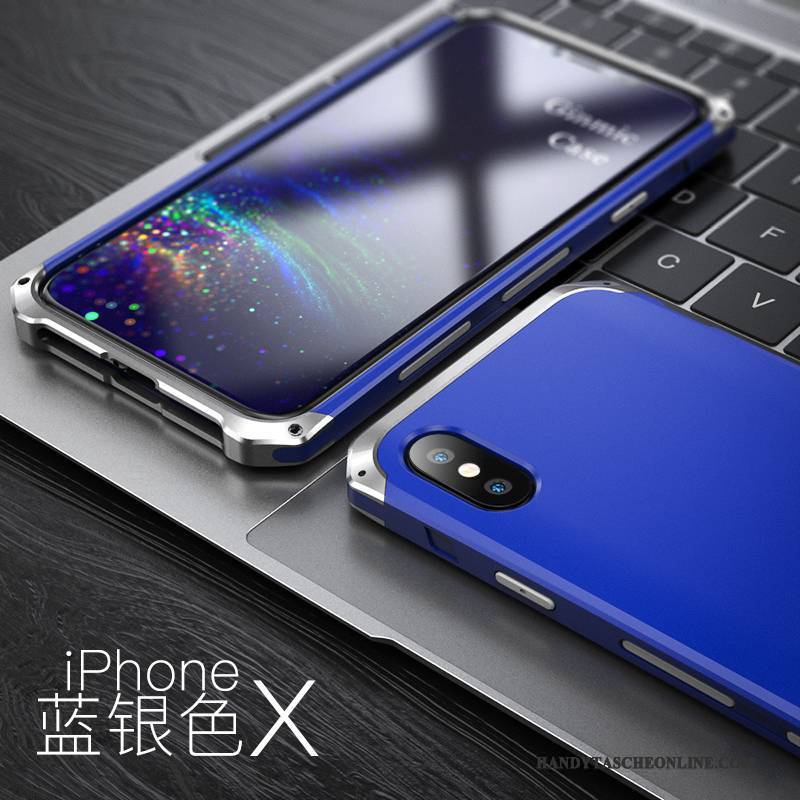 Hülle iPhone X Metall Handyhüllen Blau, Case iPhone X Taschen Anti-sturz Trend