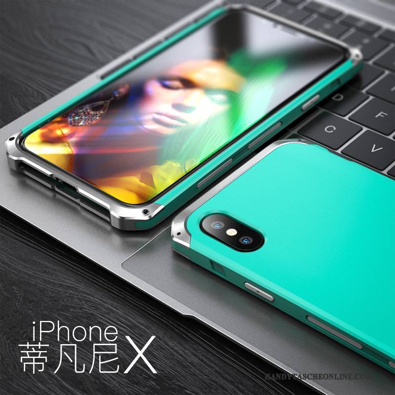 Hülle iPhone X Metall Handyhüllen Blau, Case iPhone X Taschen Anti-sturz Trend