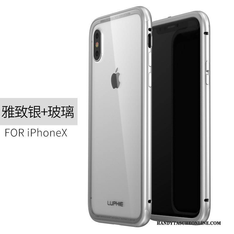 Hülle iPhone X Metall Transparent Anti-sturz, Case iPhone X Schutz Grenze Dünne