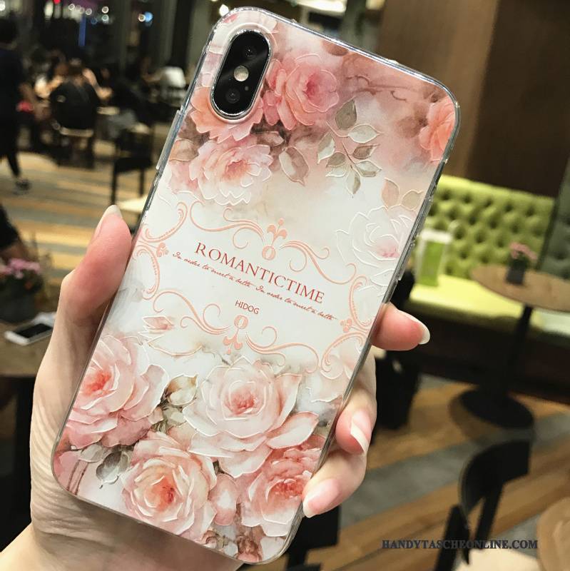 Hülle iPhone X Prägung Handyhüllen Rosa, Case iPhone X Weiche Hängende Verzierungen Lila