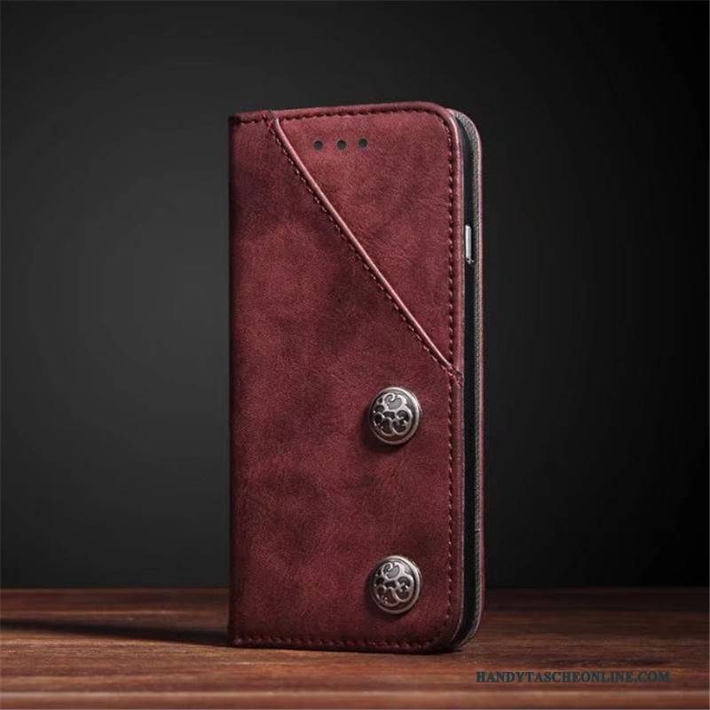 Hülle iPhone X Retro Texture Dunkelblau, Case iPhone X Leder Handyhüllen