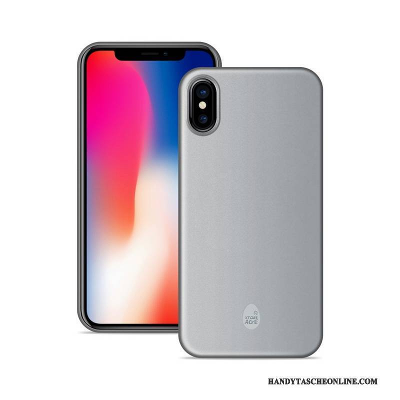 Hülle iPhone X Schutz Schlank Blau, Case iPhone X Nubuck Handyhüllen