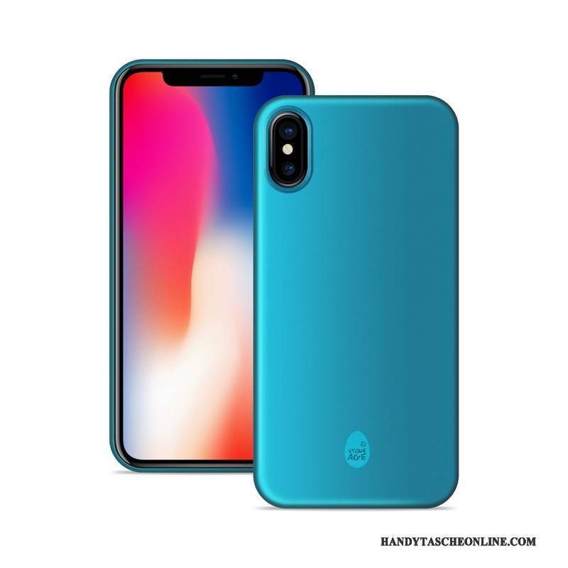 Hülle iPhone X Schutz Schlank Blau, Case iPhone X Nubuck Handyhüllen