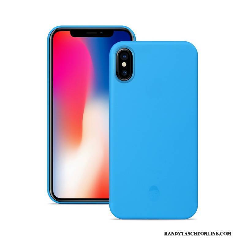 Hülle iPhone X Schutz Schlank Blau, Case iPhone X Nubuck Handyhüllen