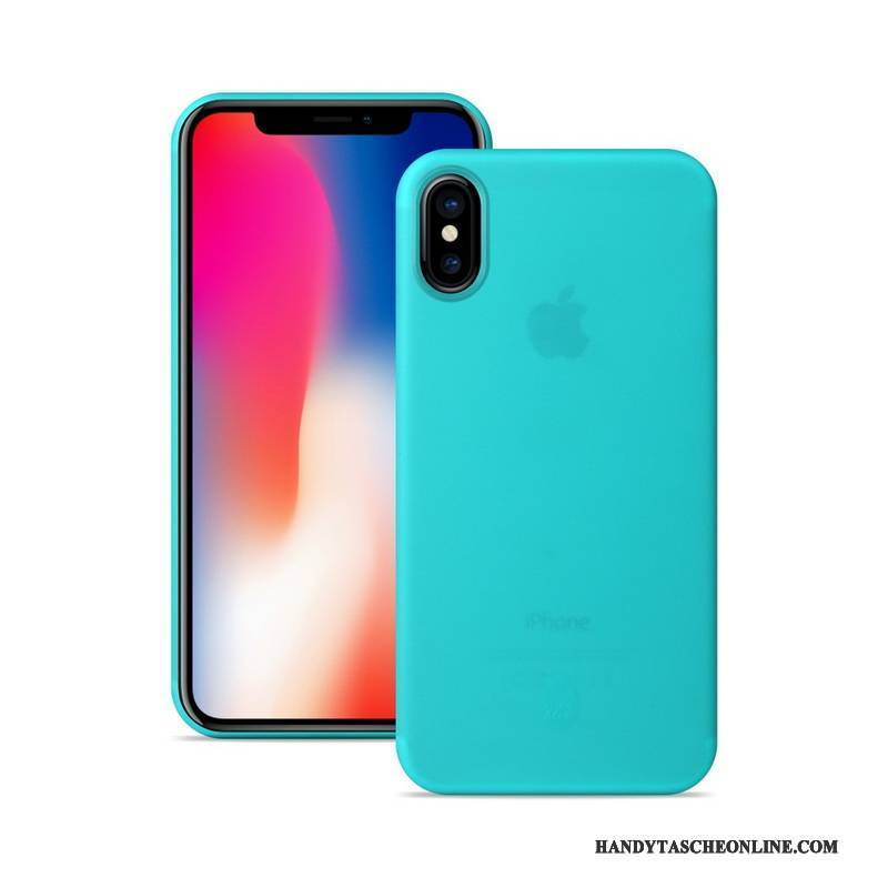 Hülle iPhone X Schutz Schlank Blau, Case iPhone X Nubuck Handyhüllen