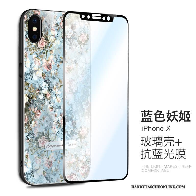 Hülle iPhone X Silikon Schwarz Neu, Case iPhone X Taschen Glas Trend