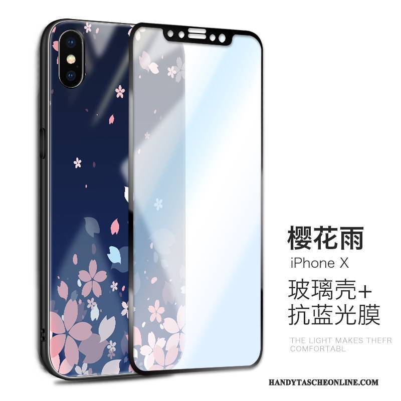 Hülle iPhone X Silikon Schwarz Neu, Case iPhone X Taschen Glas Trend