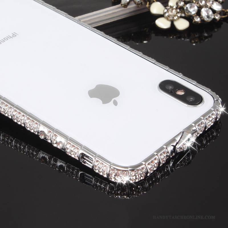 Hülle iPhone X Strass Gold Anti-sturz, Case iPhone X Metall Grenze Handyhüllen