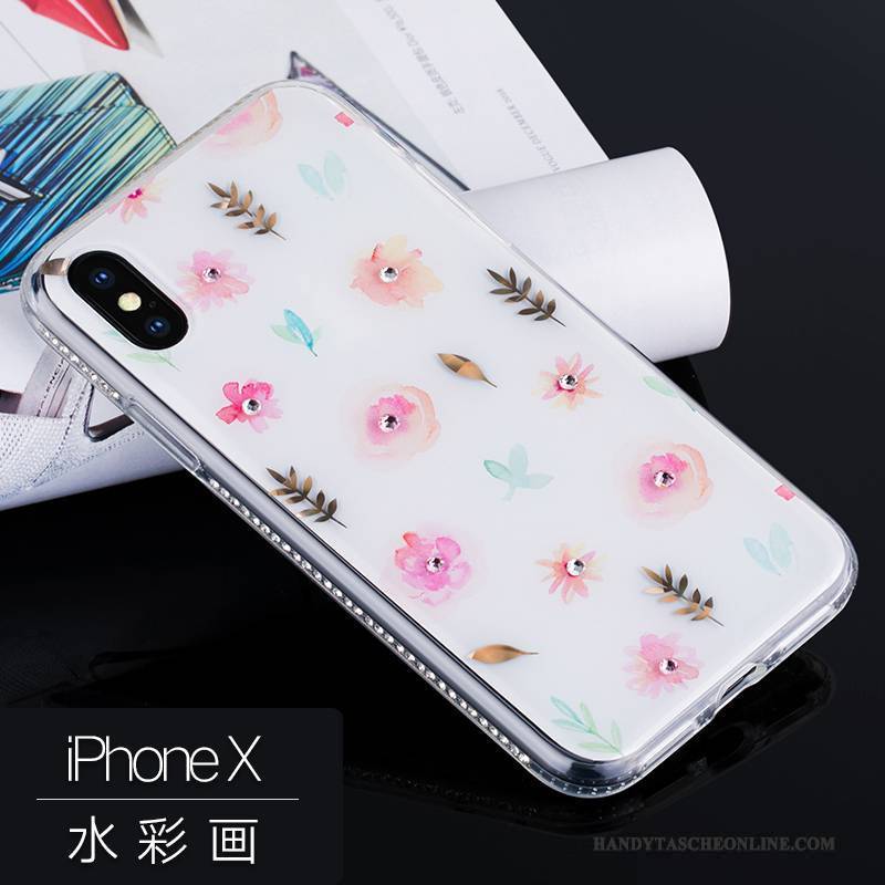 Hülle iPhone X Strass Persönlichkeit Trendmarke, Case iPhone X Silikon Handyhüllen Neu