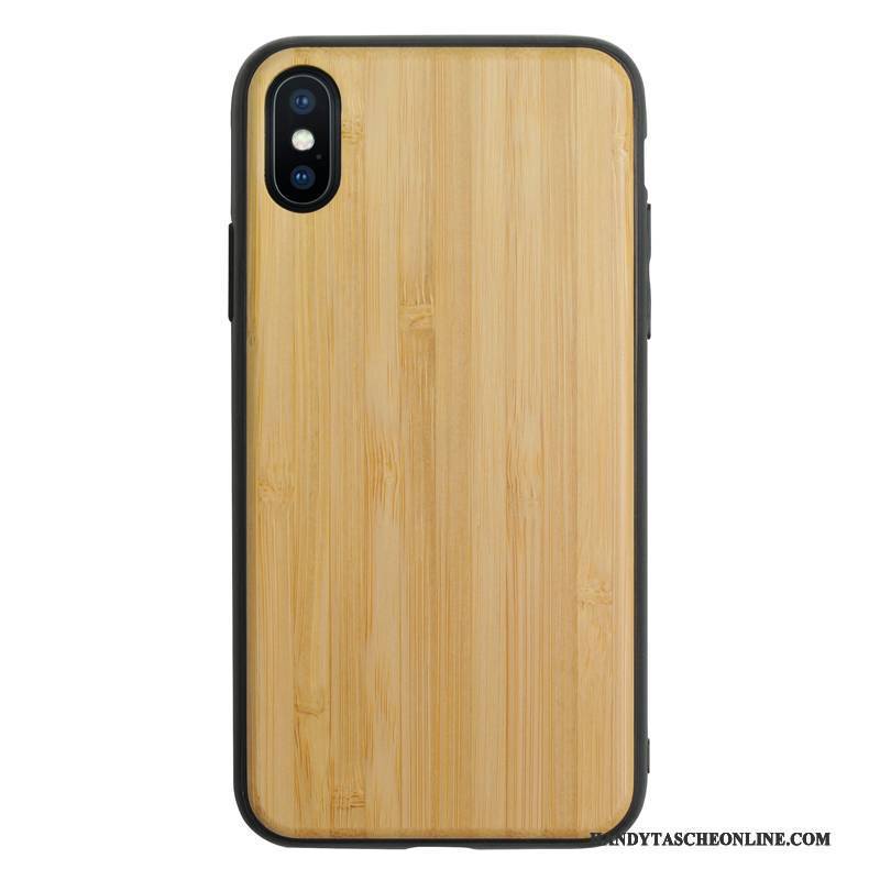 Hülle iPhone X Taschen Anti-sturz Handyhüllen, Case iPhone X Aus Holz Holz Pu