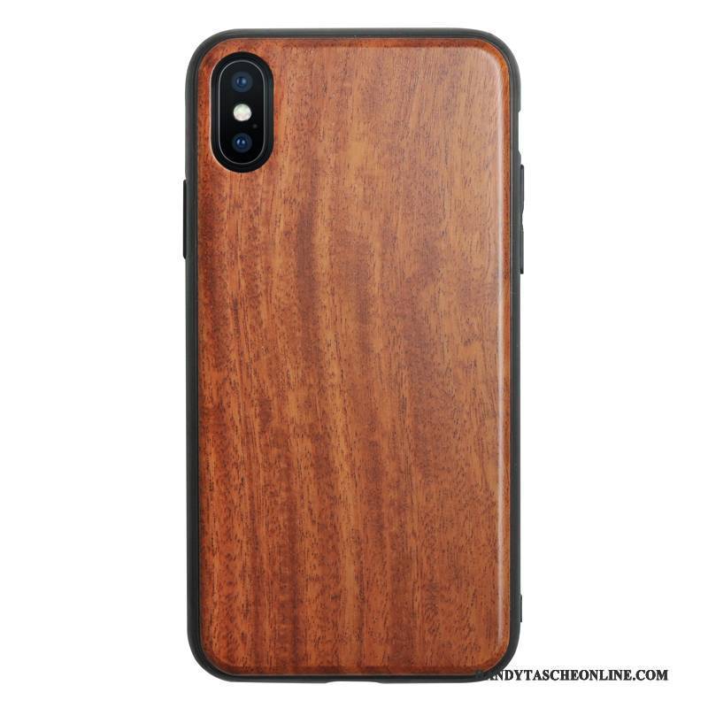 Hülle iPhone X Taschen Anti-sturz Handyhüllen, Case iPhone X Aus Holz Holz Pu