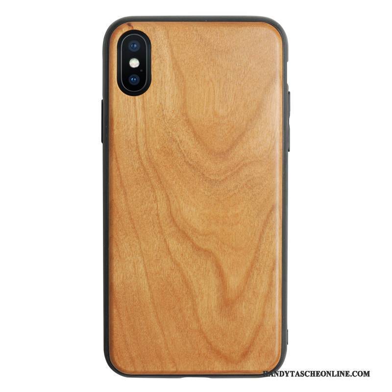 Hülle iPhone X Taschen Anti-sturz Handyhüllen, Case iPhone X Aus Holz Holz Pu