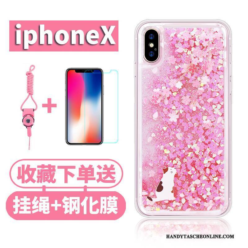 Hülle iPhone X Taschen Rosa Flüssigkeit, Case iPhone X Silikon Anti-sturz Handyhüllen