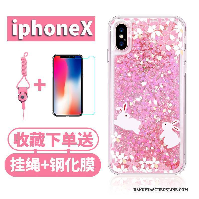 Hülle iPhone X Taschen Rosa Flüssigkeit, Case iPhone X Silikon Anti-sturz Handyhüllen