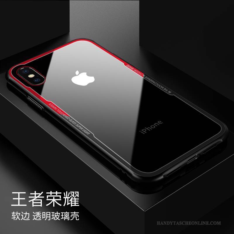 Hülle iPhone X Taschen Transparent Glas, Case iPhone X Silikon Handyhüllen Rot