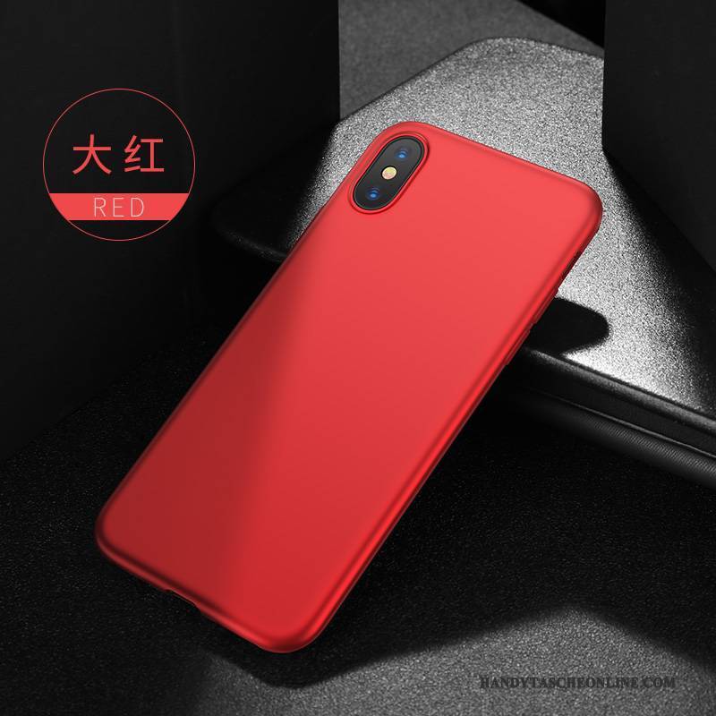 Hülle iPhone X Weiche Rot Handyhüllen, Case iPhone X Silikon Schwarz Nubuck