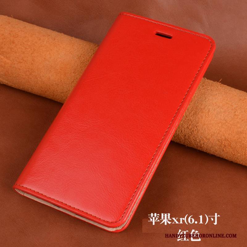 Hülle iPhone Xr Schutz Orange Handyhüllen, Case iPhone Xr Leder Neu Anti-sturz