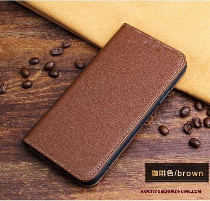 Hülle iPhone Xs Folio Handyhüllen Top Leder, Case iPhone Xs Schutz Braun Anti-sturz