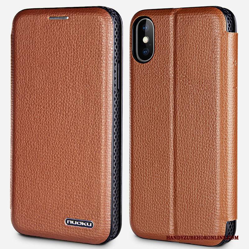 Hülle iPhone Xs Leder Handyhüllen Neu, Case iPhone Xs Folio Magnetismus Karte