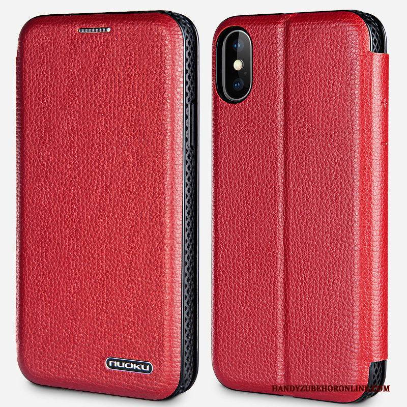 Hülle iPhone Xs Leder Handyhüllen Neu, Case iPhone Xs Folio Magnetismus Karte