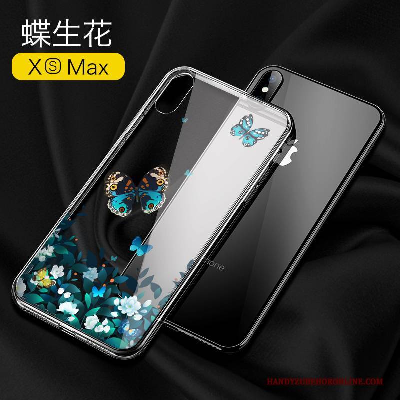 Hülle iPhone Xs Max Kreativ Trendmarke Glas, Case iPhone Xs Max Persönlichkeit Transparent