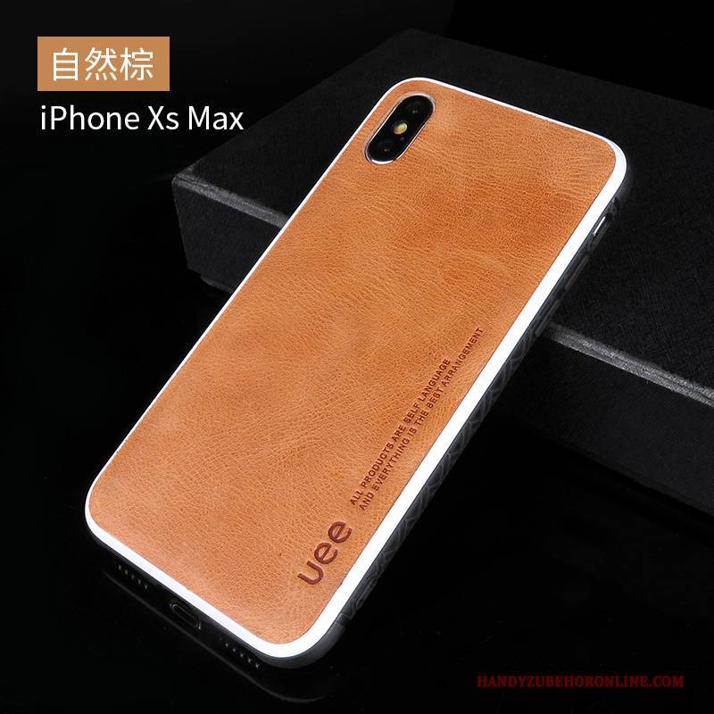 Hülle iPhone Xs Max Leder Persönlichkeit Trendmarke, Case iPhone Xs Max Taschen Nubuck Schlank