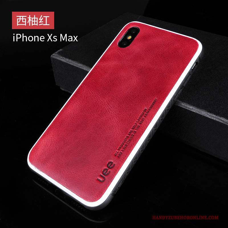 Hülle iPhone Xs Max Leder Persönlichkeit Trendmarke, Case iPhone Xs Max Taschen Nubuck Schlank