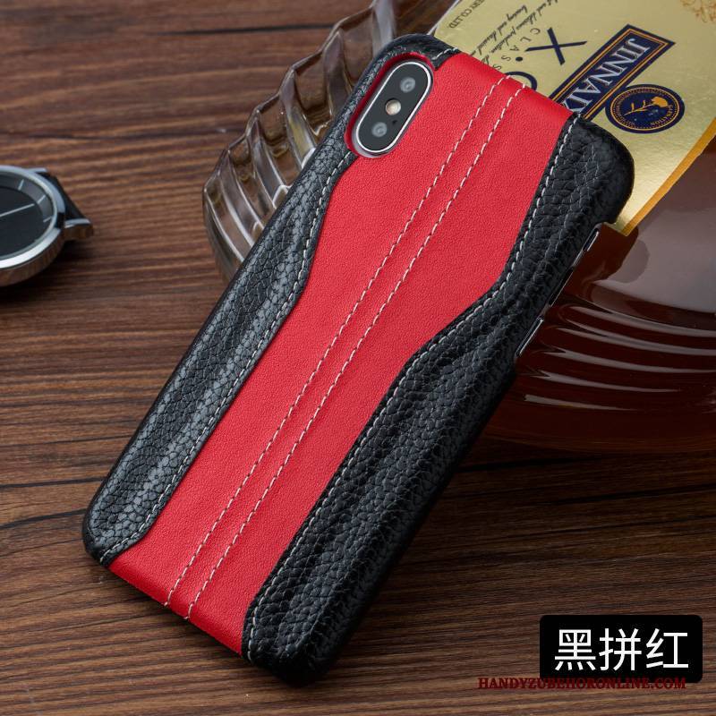 Hülle iPhone Xs Max Leder Trendmarke Handyhüllen, Case iPhone Xs Max Mode Rot Neu