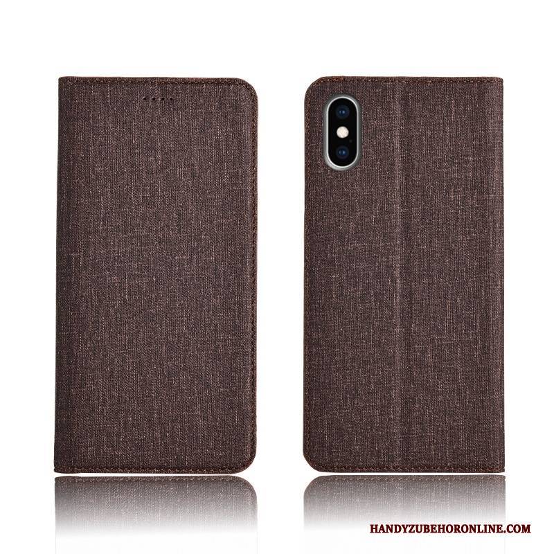 Hülle iPhone Xs Max Lederhülle Baumwolle Und Leinen Handyhüllen, Case iPhone Xs Max Schutz Trendmarke Persönlichkeit