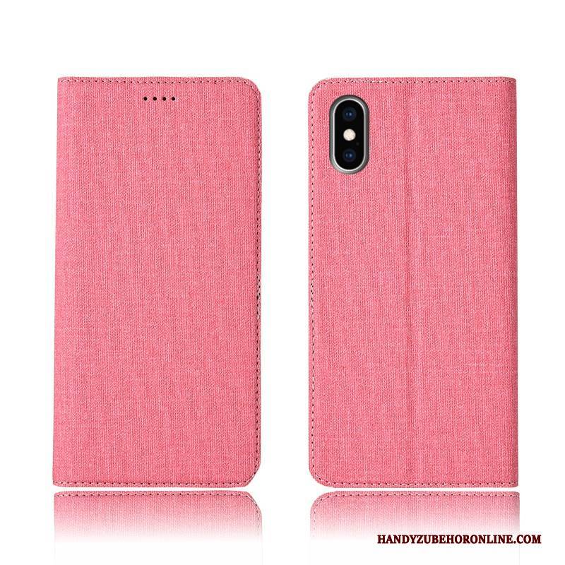 Hülle iPhone Xs Max Lederhülle Baumwolle Und Leinen Handyhüllen, Case iPhone Xs Max Schutz Trendmarke Persönlichkeit