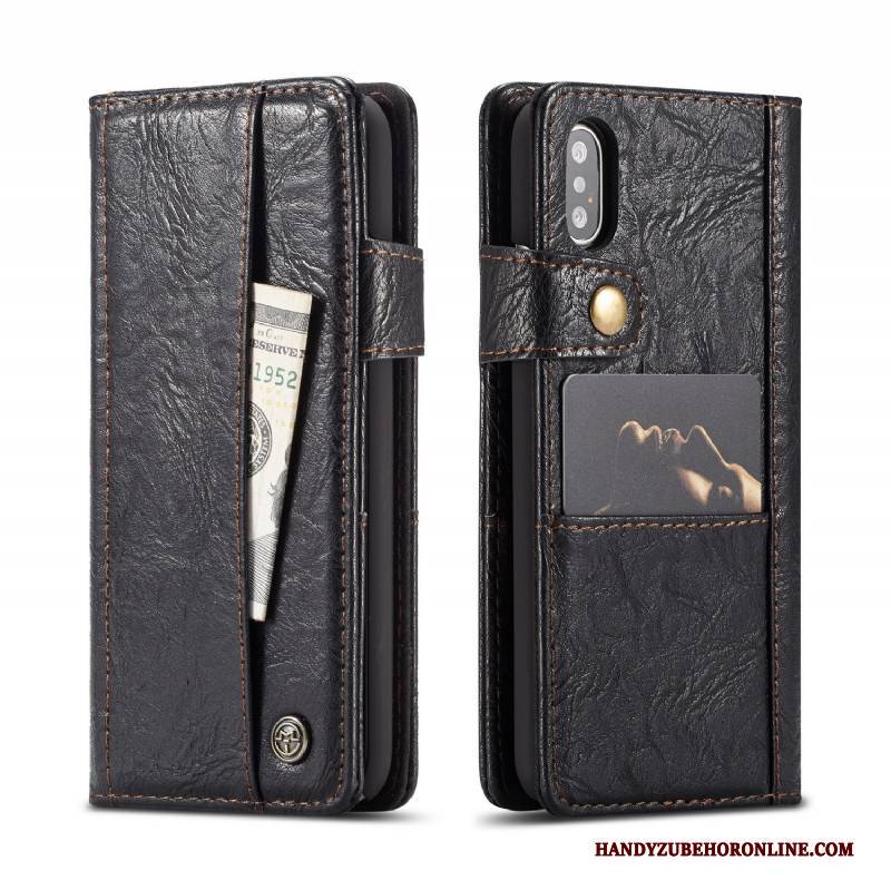 Hülle iPhone Xs Max Lederhülle Dunkel Handyhüllen, Case iPhone Xs Max Folio