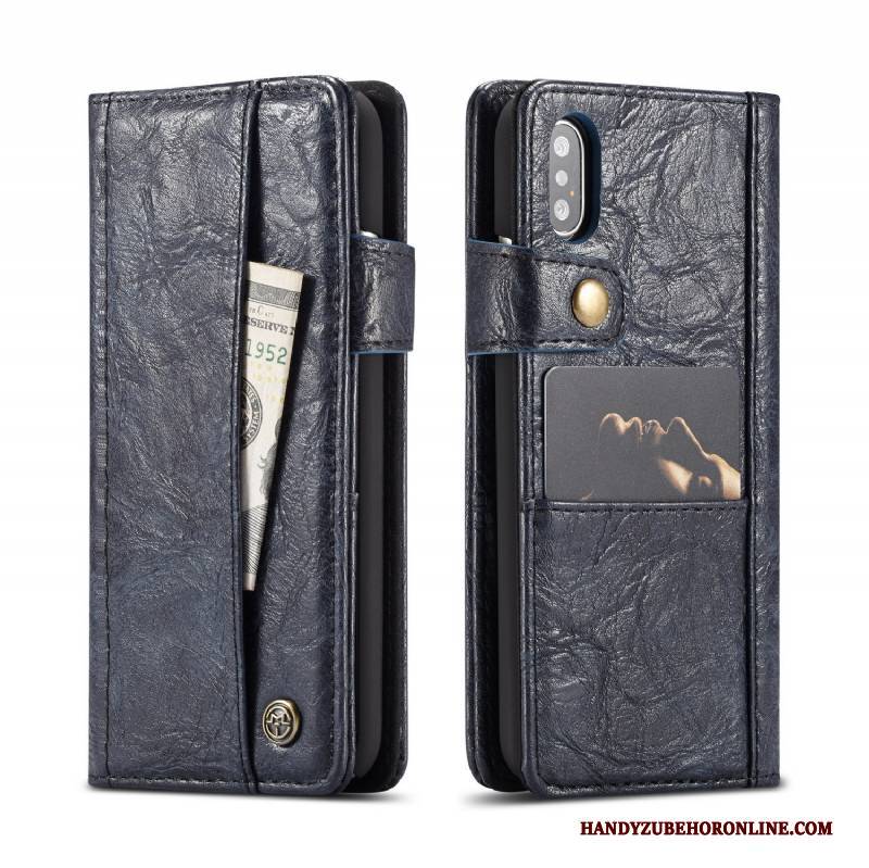 Hülle iPhone Xs Max Lederhülle Dunkel Handyhüllen, Case iPhone Xs Max Folio