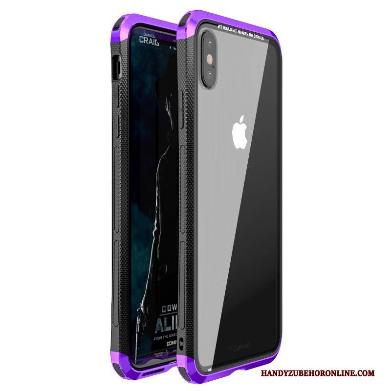 Hülle iPhone Xs Max Metall Leicht Gehärtetes Glas, Case iPhone Xs Max Taschen Trend Schwer